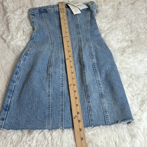 Zara DENIM MINI JEAN STRAPLESS BANDEAU DRESS-New-XS - Picture 6 of 10